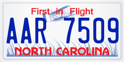 NC license plate AAR7509