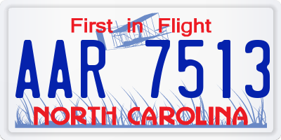 NC license plate AAR7513