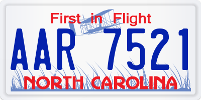 NC license plate AAR7521