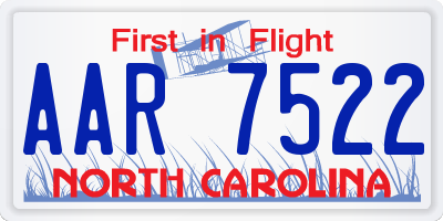 NC license plate AAR7522