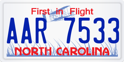 NC license plate AAR7533