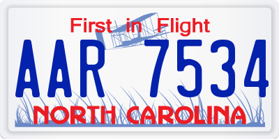 NC license plate AAR7534