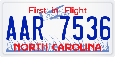 NC license plate AAR7536