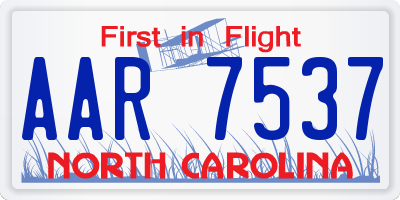 NC license plate AAR7537