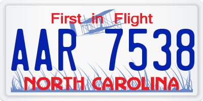 NC license plate AAR7538