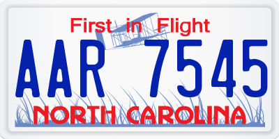 NC license plate AAR7545