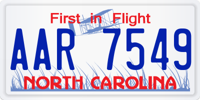 NC license plate AAR7549