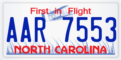 NC license plate AAR7553