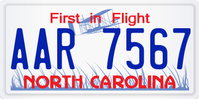 NC license plate AAR7567