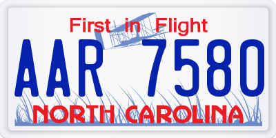 NC license plate AAR7580