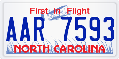 NC license plate AAR7593