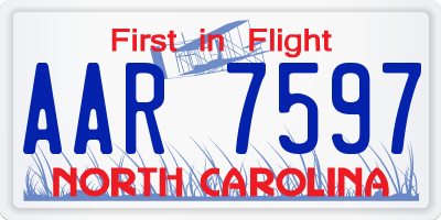 NC license plate AAR7597