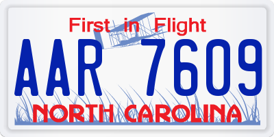 NC license plate AAR7609