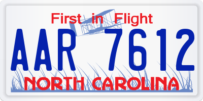 NC license plate AAR7612