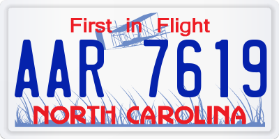 NC license plate AAR7619