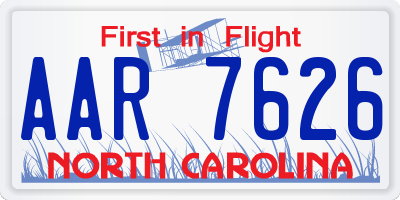 NC license plate AAR7626