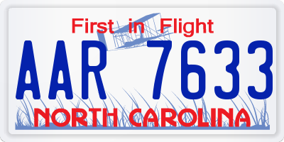 NC license plate AAR7633