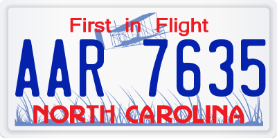NC license plate AAR7635