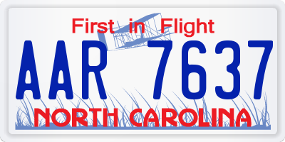 NC license plate AAR7637