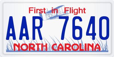 NC license plate AAR7640
