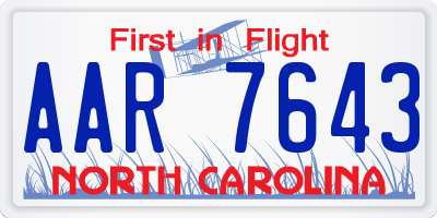NC license plate AAR7643