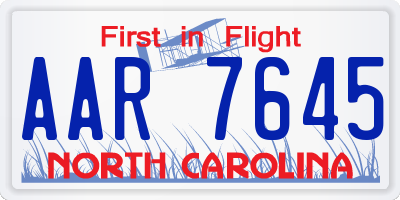 NC license plate AAR7645