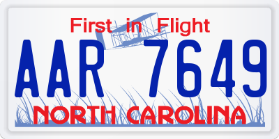 NC license plate AAR7649