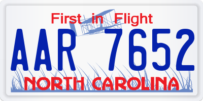 NC license plate AAR7652