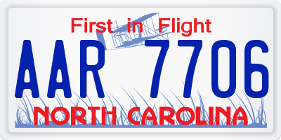 NC license plate AAR7706