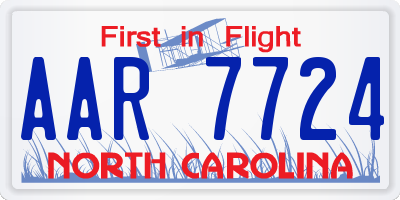NC license plate AAR7724