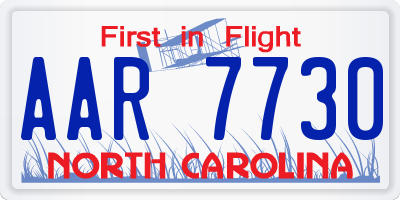NC license plate AAR7730