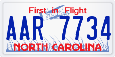 NC license plate AAR7734
