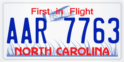 NC license plate AAR7763