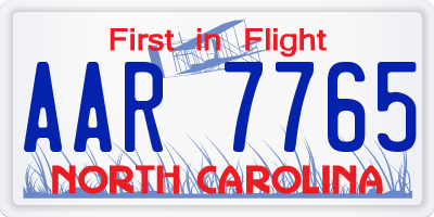 NC license plate AAR7765