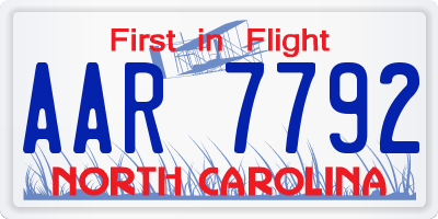 NC license plate AAR7792
