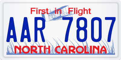 NC license plate AAR7807