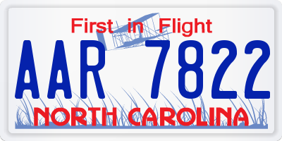 NC license plate AAR7822
