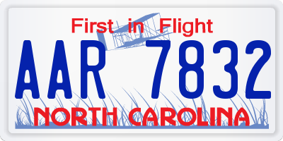 NC license plate AAR7832