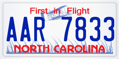 NC license plate AAR7833