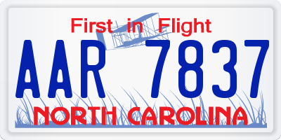 NC license plate AAR7837