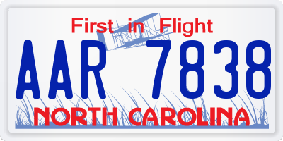 NC license plate AAR7838