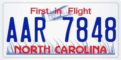 NC license plate AAR7848
