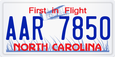 NC license plate AAR7850