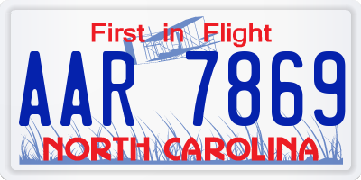 NC license plate AAR7869
