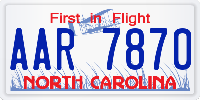 NC license plate AAR7870