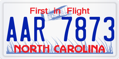 NC license plate AAR7873