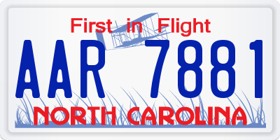 NC license plate AAR7881
