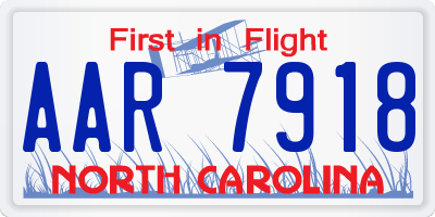 NC license plate AAR7918