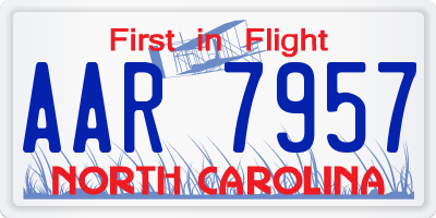 NC license plate AAR7957