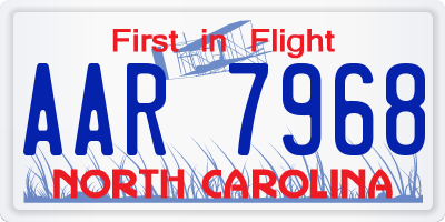 NC license plate AAR7968